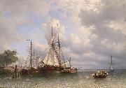 Antonie Waldorp Sailing ships in the harbor France oil painting artist